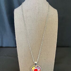 Colorful Heart Puzzle Pendant Necklace